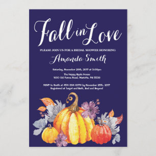 Invitation Citrouille Automne Marine Blue Bridal Douche invit