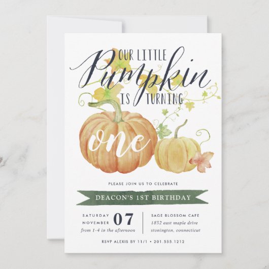 Invitation Citrouille automne | N'importe quel âge fête d'ann (Devant)