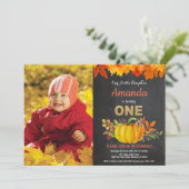 Invitation Citrouille Automne Premier Anniversaire Gold Chalk (Debout devant)