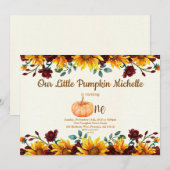 Invitation Citrouille Automne Premier tournesol Bourgogne Ann (Devant / Derrière)