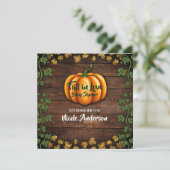 Invitation Citrouille Automne Rustic Green Gold Baby shower I (Debout devant)
