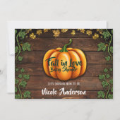 Invitation Citrouille Automne Rustic Green Gold Baby shower I (Devant)