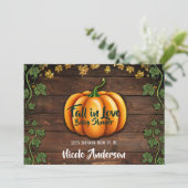 Invitation Citrouille Automne Rustic Green Gold Baby shower I (Debout devant)