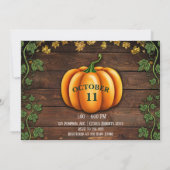 Invitation Citrouille Automne Rustic Green Gold Baby shower I (Dos)
