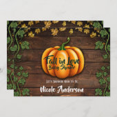 Invitation Citrouille Automne Rustic Green Gold Baby shower I (Devant / Derrière)