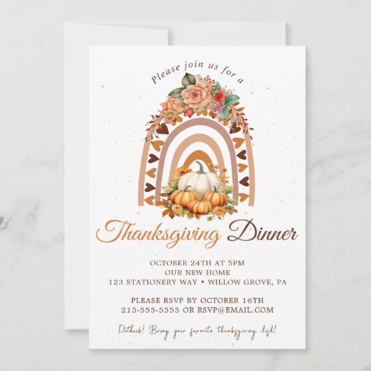 Invitation Citrouille Automne Thanksgiving Dîner (Devant)