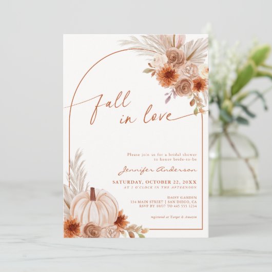 Invitation Citrouille Automne Tomber dans l'amour Fête des ma (Debout devant)