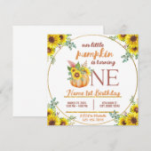 Invitation Citrouille Automne Tournesol Premier anniversaire (Devant / Derrière)