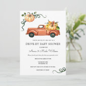 Invitation Citrouille Automne Truck Drive par Baby shower (Debout devant)