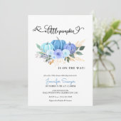 Invitation Citrouille Autumn Blue Boy Baby shower (Debout devant)