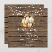 Invitation Citrouille avec guirlande lumineuse en bois pour f (Devant / Derrière)