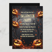 Invitation Citrouille avec Halloween de forêt (Devant / Derrière)
