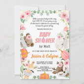 Invitation Citrouille Baby Girl Douche Par Mail Woodland Anim (Devant)