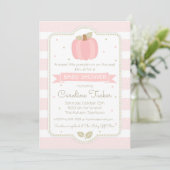 Invitation citrouille Baby Girl Shower - Pink Stri (Debout devant)