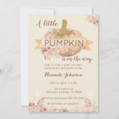 Invitation Citrouille Baby shower Automne Boho Floral Baby Gi (Devant)