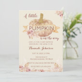 Invitation Citrouille Baby shower Automne Boho Floral Baby Gi (Debout devant)