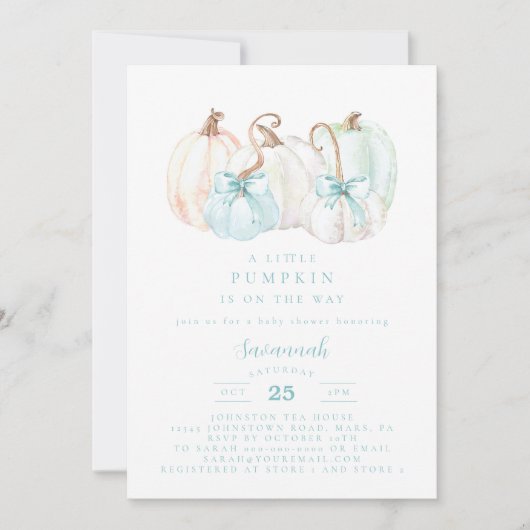 Invitation Citrouille Baby shower Baby shower garçon Invitati (Devant)