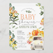 Invitation citrouille Baby shower de camion avec v (Devant / Derrière)