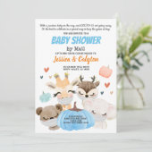 Invitation Citrouille Baby shower de garçon par mail Woodland (Debout devant)