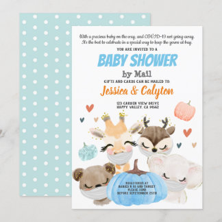 Invitation Citrouille Baby shower de garçon par mail Woodland