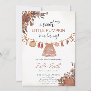Invitation Citrouille  Baby shower fille