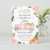 Invitation citrouille Baby shower fille (Debout devant)