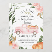 Invitation citrouille Baby shower fille (Devant / Derrière)