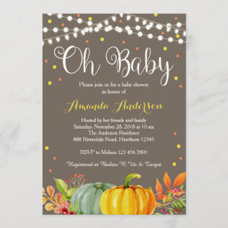 Invitation Citrouille Baby shower Invitation, Baby shower d'a