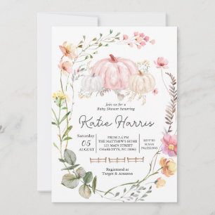 Invitation Citrouille Baby shower Invitation, rosePumpkin inv