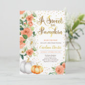 Invitation Citrouille Baby shower Orange Pink & Go (Debout devant)
