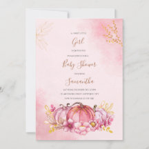Invitation citrouille Baby shower Pour Les Filles
