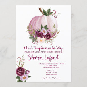Invitation citrouille Baby shower pour une fille