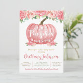 Invitation Citrouille Baby shower| Rose (Debout devant)