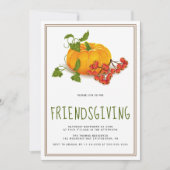 Invitation Citrouille, baies et cadre marron Friendsgiving (Devant)
