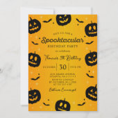Invitation Citrouille Bats Halloween Spooktacular Anniversair (Devant)