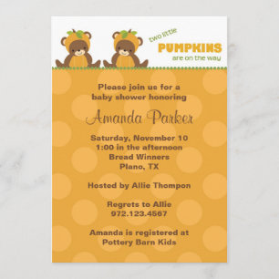 Invitation citrouille Bear Baby shower