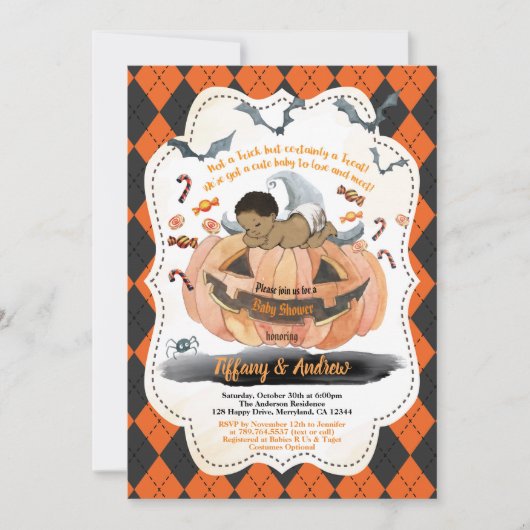 Invitation Citrouille bébé d'Halloween éffrayant (Devant)