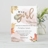 Invitation Citrouille bébé fille douche chute d'or (Debout devant)