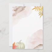 Invitation Citrouille bébé fille douche chute d'or (Dos)