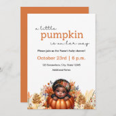 Invitation Citrouille bébé fille douche enfant noir (Devant / Derrière)