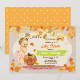 Invitation Citrouille bébé fille douche rustique vintage chut