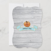 Invitation Citrouille bébé garçon douche bois rustique tablea (Dos)