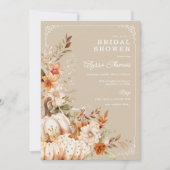 Invitation Citrouille beige et Fête des mariées aux fleurs (Devant)