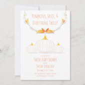 Invitation Citrouille blanc Auberge Twins Baby shower Invitat (Devant)