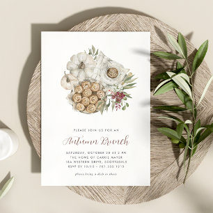 Invitation Citrouille blanc automne cosy Brunch d'automne