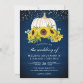 Invitation Citrouille blanc  bleu de la marine Mariage (Devant)