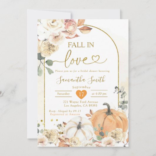 Invitation Citrouille blanc Boho chute en Fête des mariées d' (Devant)
