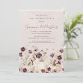 Invitation Citrouille blanc Bourgogne Fleur sauvage 50e anniv (Debout devant)