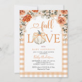 Invitation Citrouille blanc Bow Chute en Baby shower d'amour (Devant)