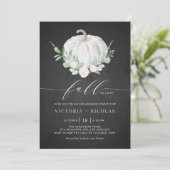 Invitation Citrouille blanc Chalkboard Fall Engagement Party (Debout devant)